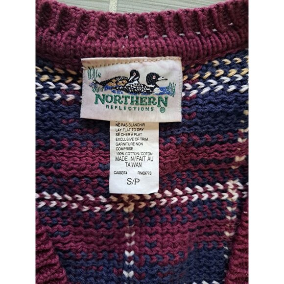 Northern Reflections S Womens Plaid Knit Button-Up Sweater Vest Cotton Preppy - Picture 2 of 8